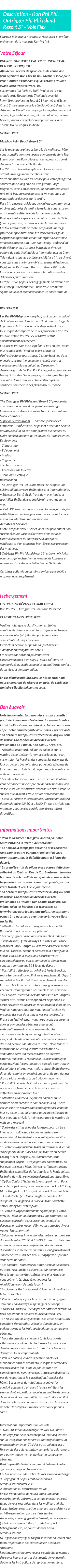 Détails du séjour