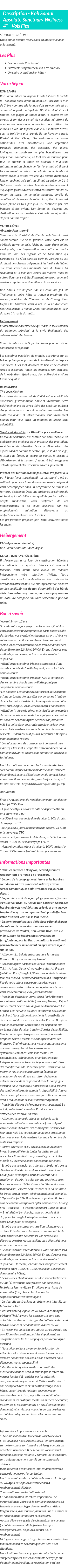 Détails du séjour