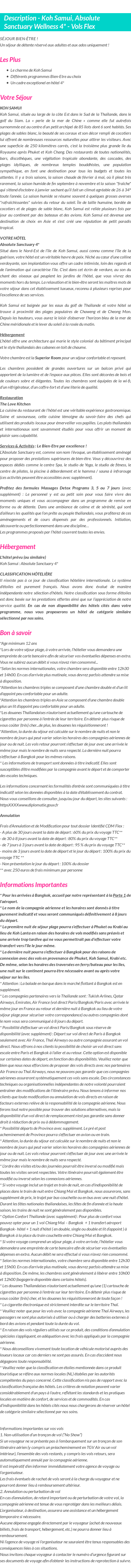 Détails du séjour