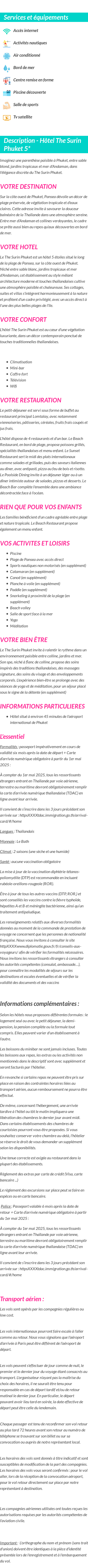 Détails du séjour