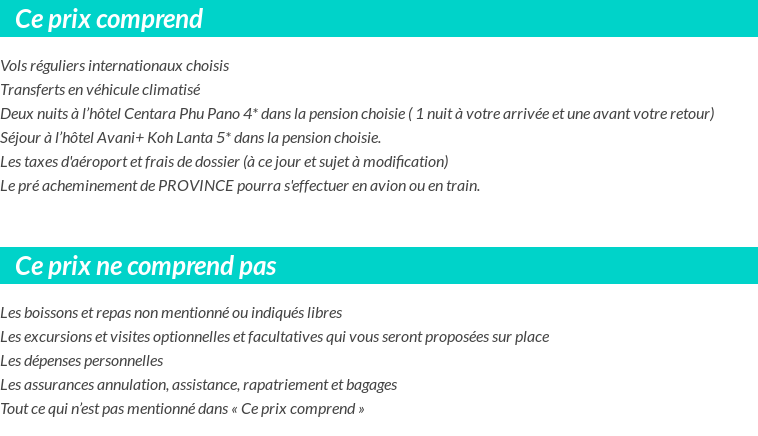 Conditions tarifaires