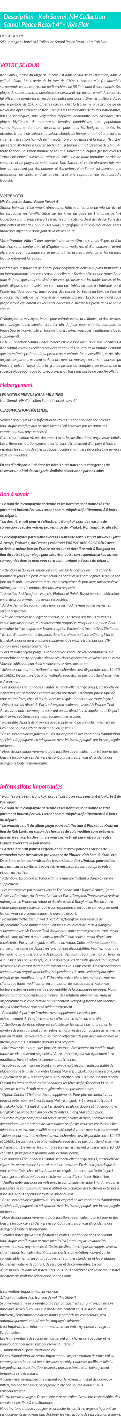 Détails du séjour