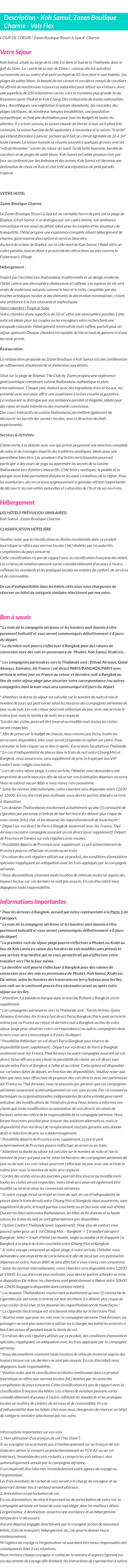 Détails du séjour
