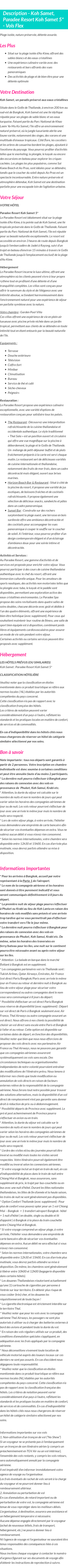 Détails du séjour