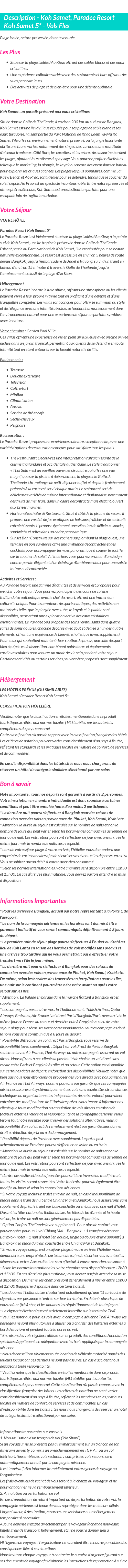 Détails du séjour