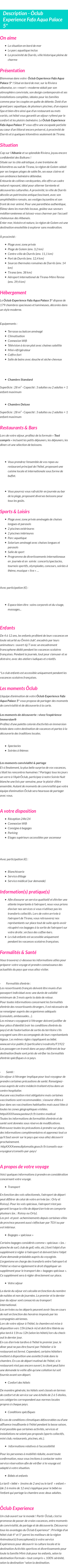 Détails du séjour