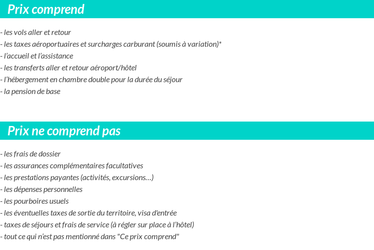 Conditions tarifaires