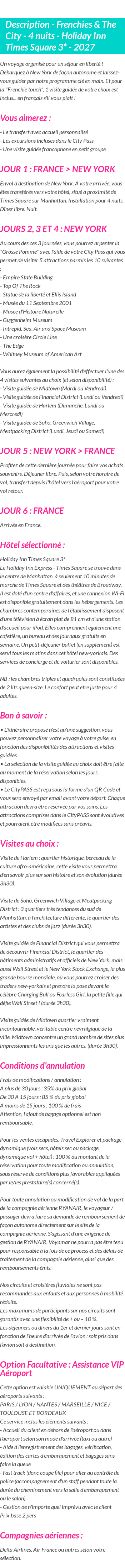 Détails du séjour