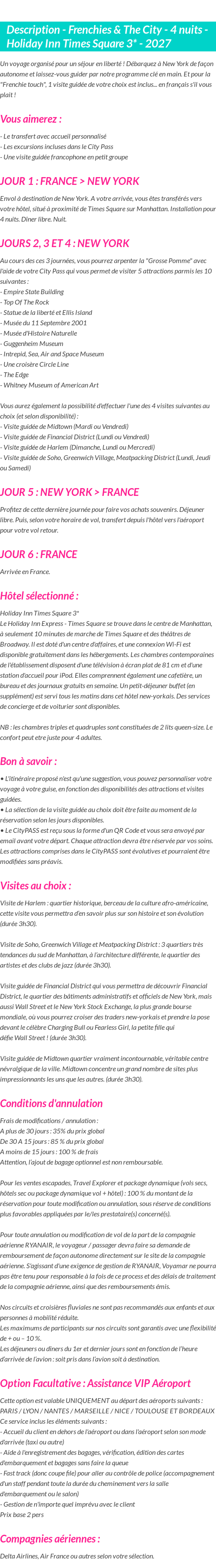 Détails du séjour