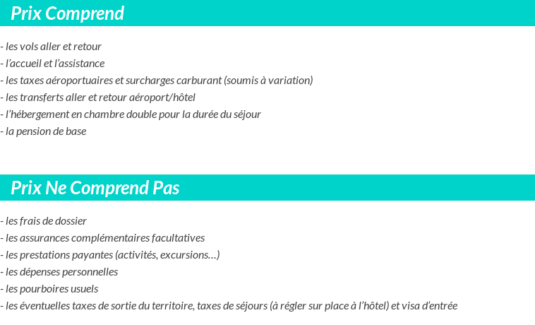 Conditions tarifaires