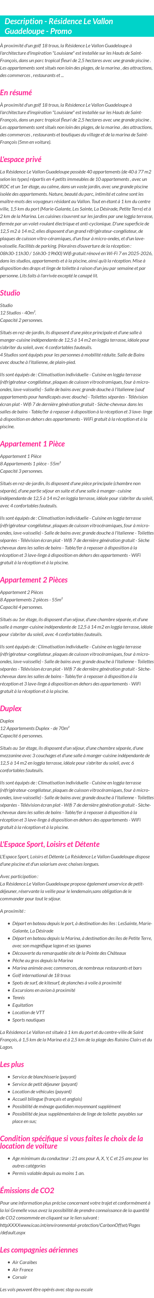 Détails du séjour