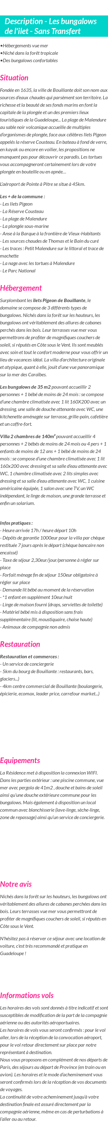 Détails du séjour