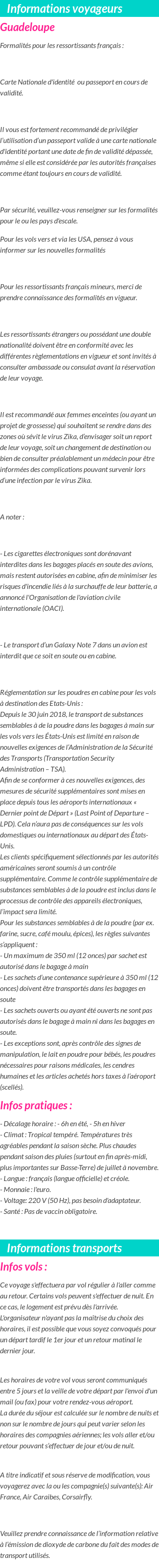 Formalités et infos voyageurs