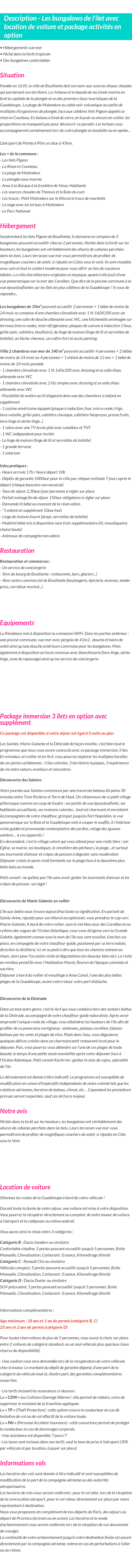 Détails du séjour