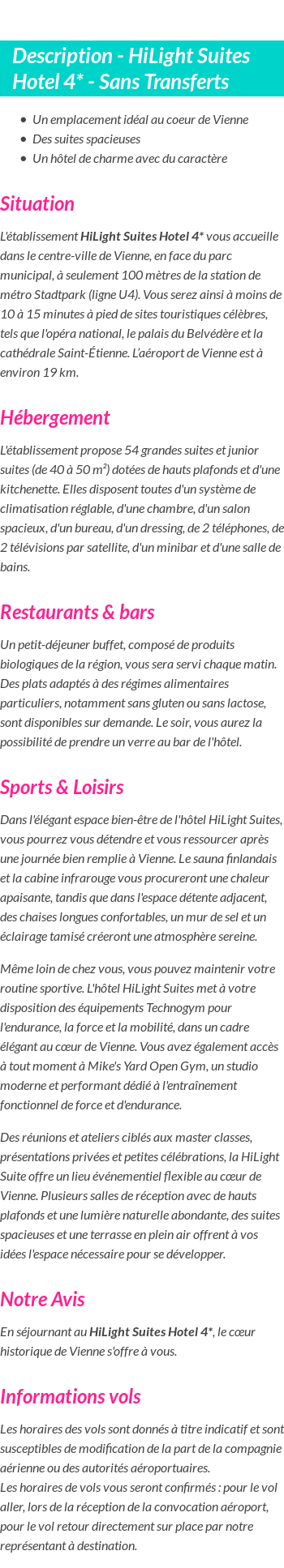 Détails du séjour