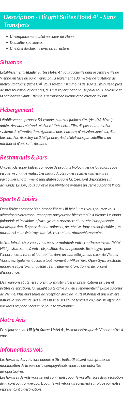 Détails du séjour
