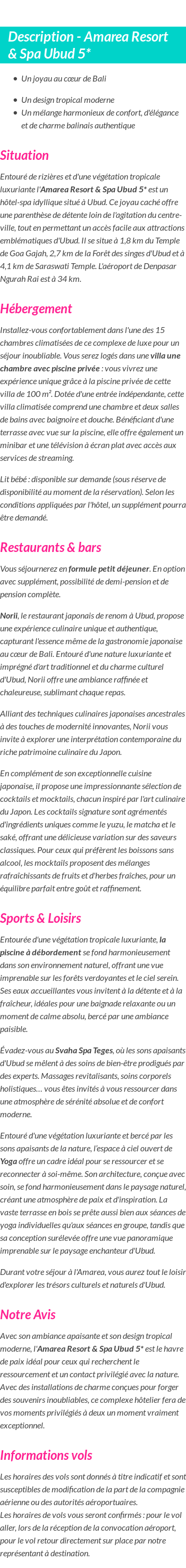 Détails du séjour