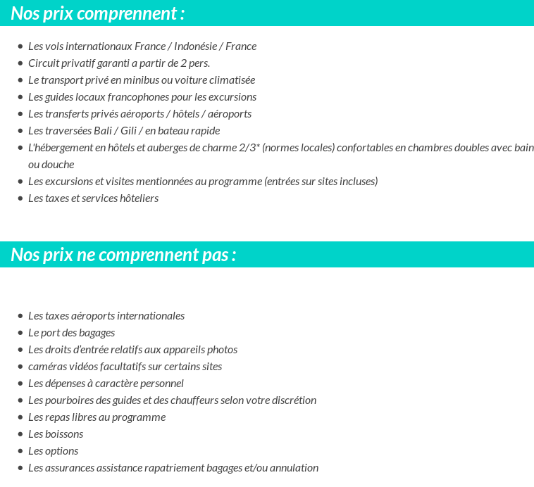 Conditions tarifaires