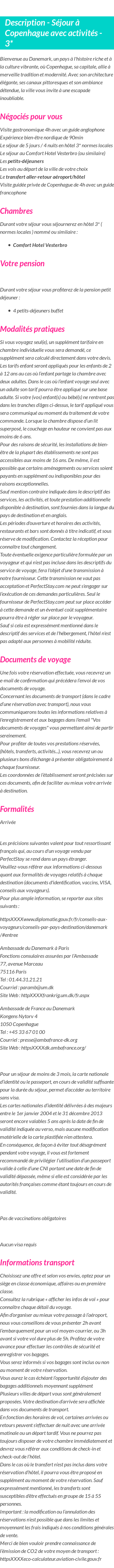 Détails du séjour