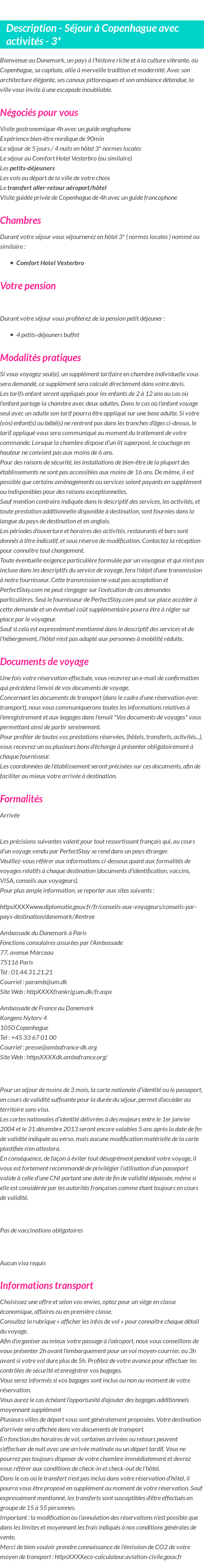 Détails du séjour