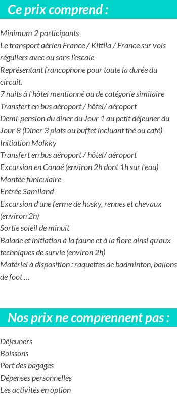 Conditions tarifaires