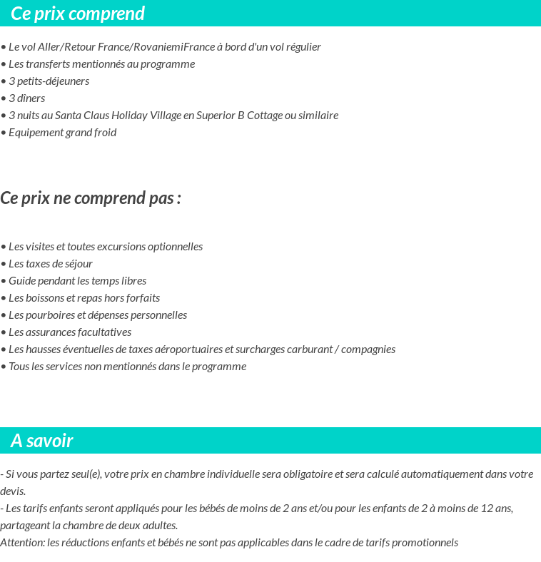 Conditions tarifaires