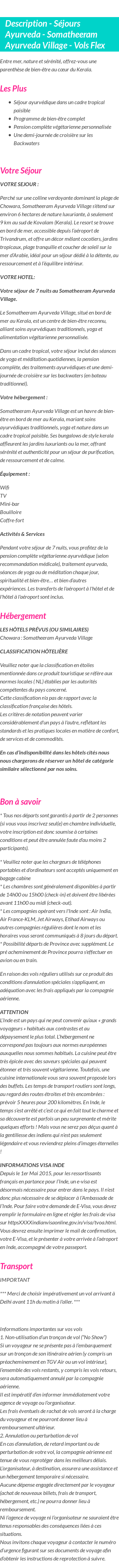 Détails du séjour