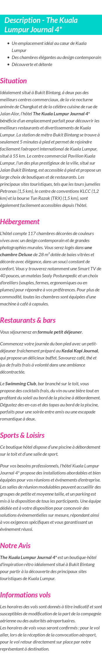 Détails du séjour