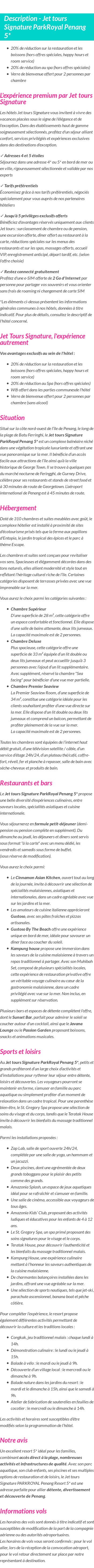 Détails du séjour