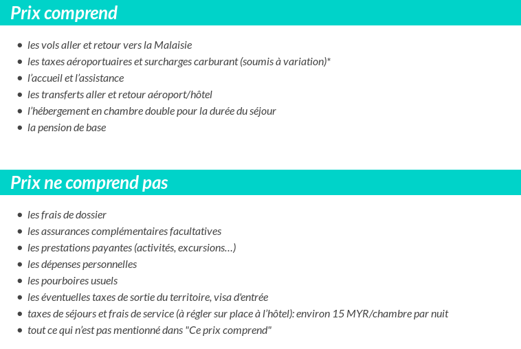 Conditions tarifaires