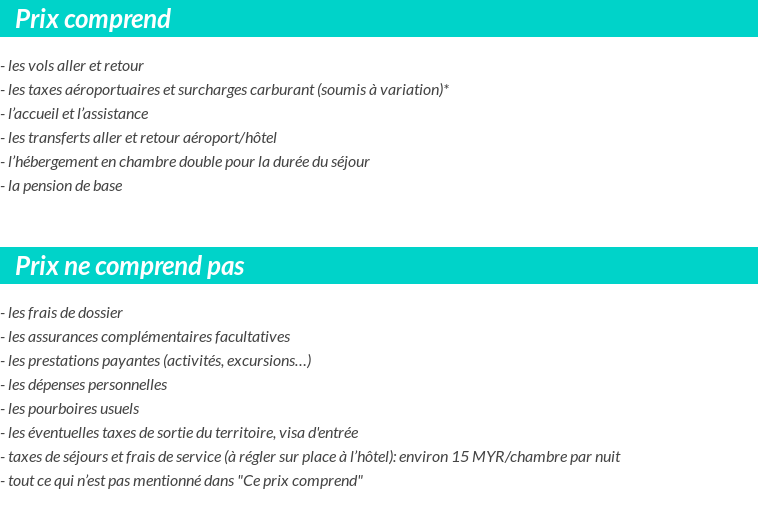 Conditions tarifaires