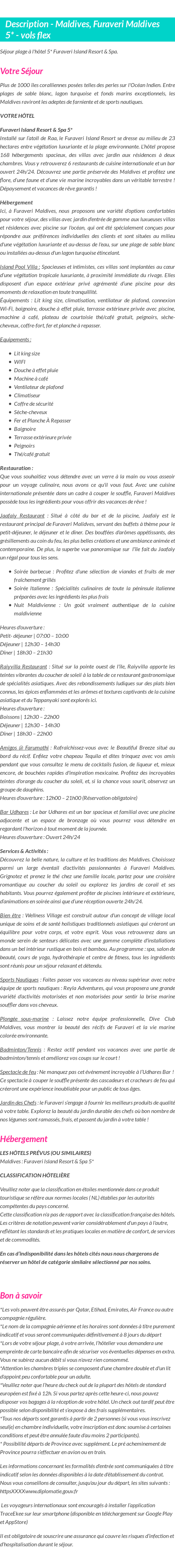 Détails du séjour