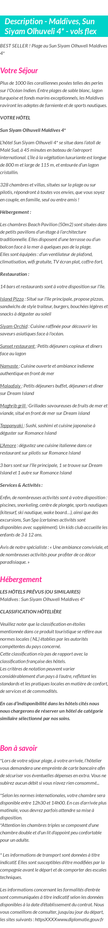 Détails du séjour