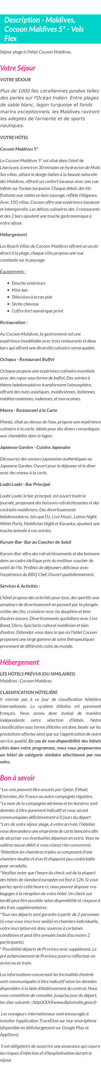 Détails du séjour