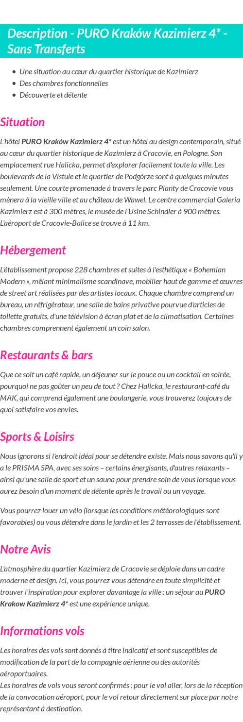 Détails du séjour