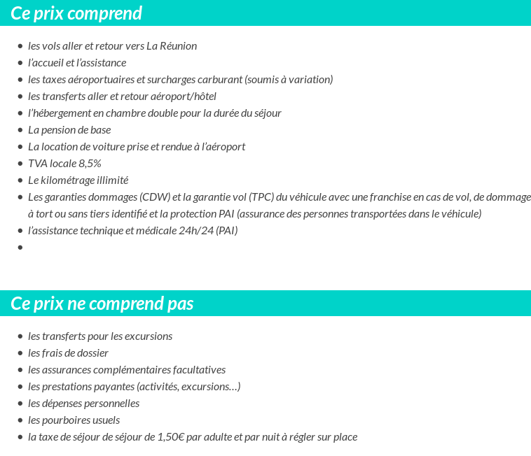 Conditions tarifaires