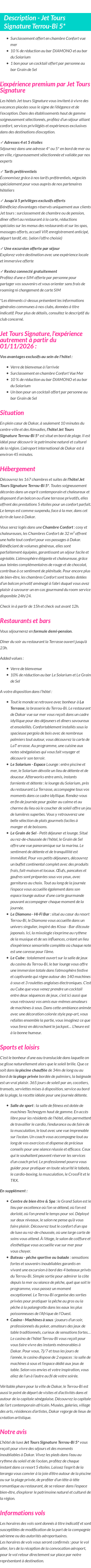 Détails du séjour