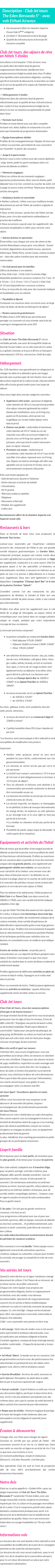 Détails du séjour