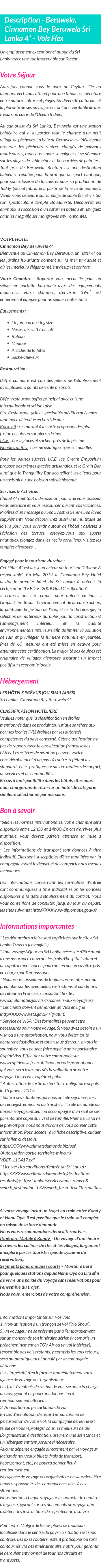 Détails du séjour