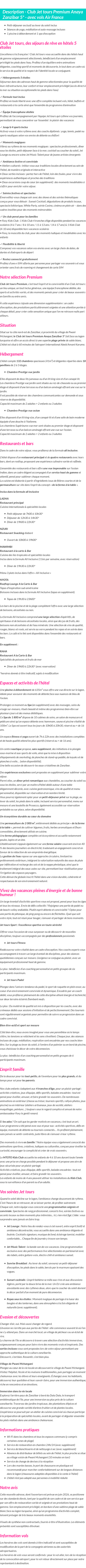 Détails du séjour