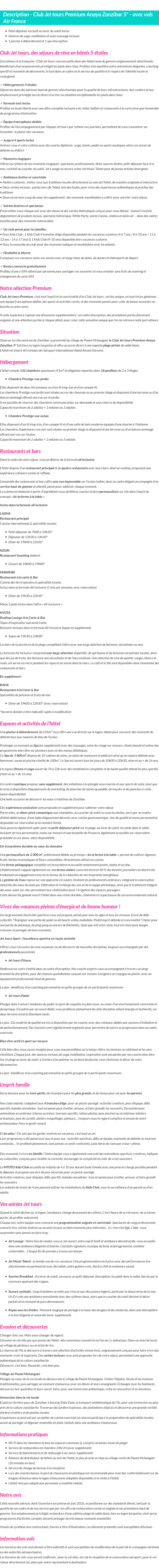 Détails du séjour