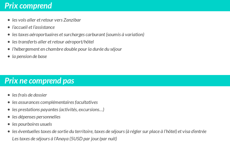 Conditions tarifaires