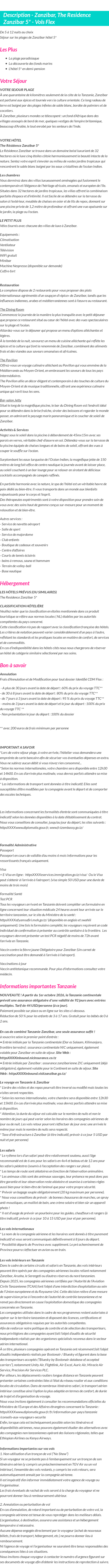 Détails du séjour