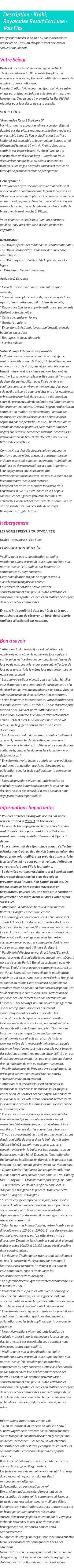 Détails du séjour