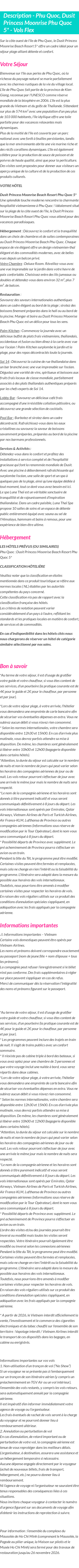 Détails du séjour