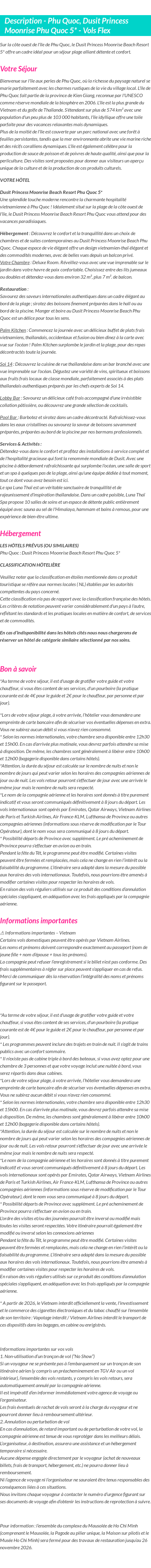 Détails du séjour