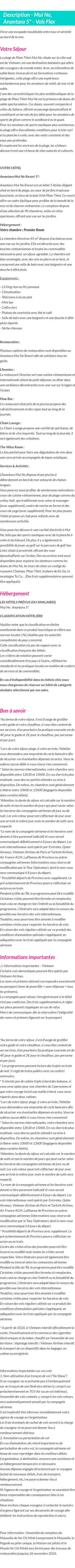 Détails du séjour