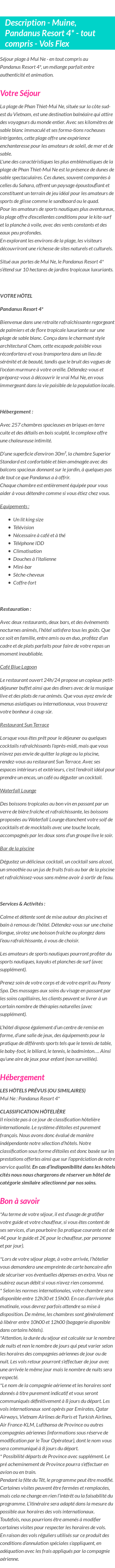 Détails du séjour
