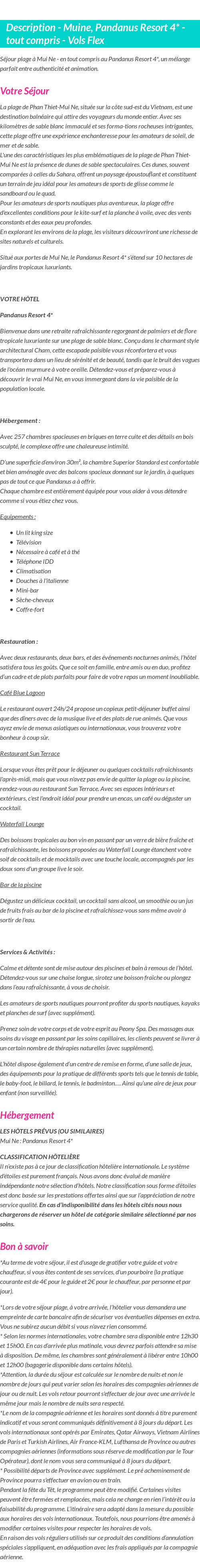 Détails du séjour