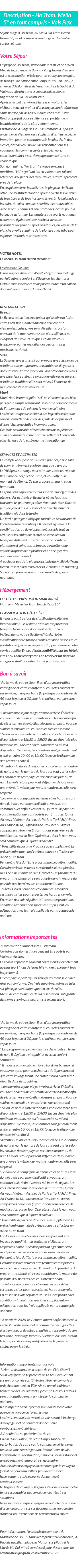 Détails du séjour
